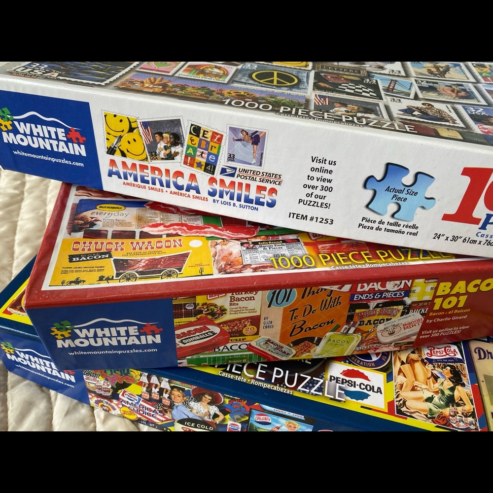 THREE COMPLETE White Mountain 1000 piece puzzles